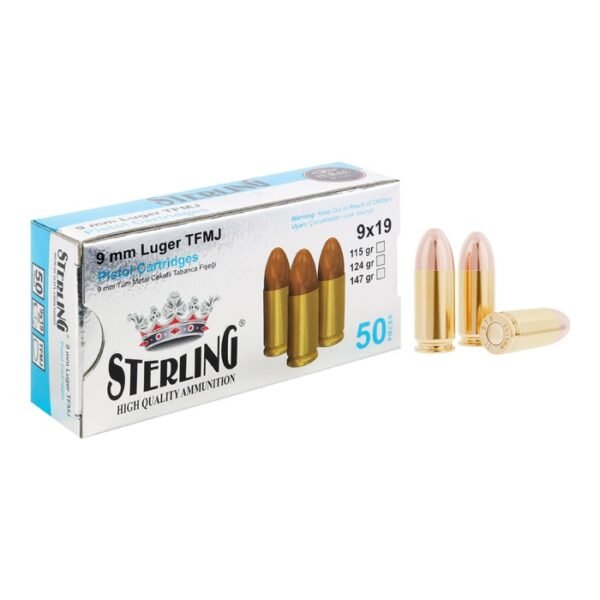 STERLING 9X19 mm Luger TFMJ Pistol Cartridge/124 Grain